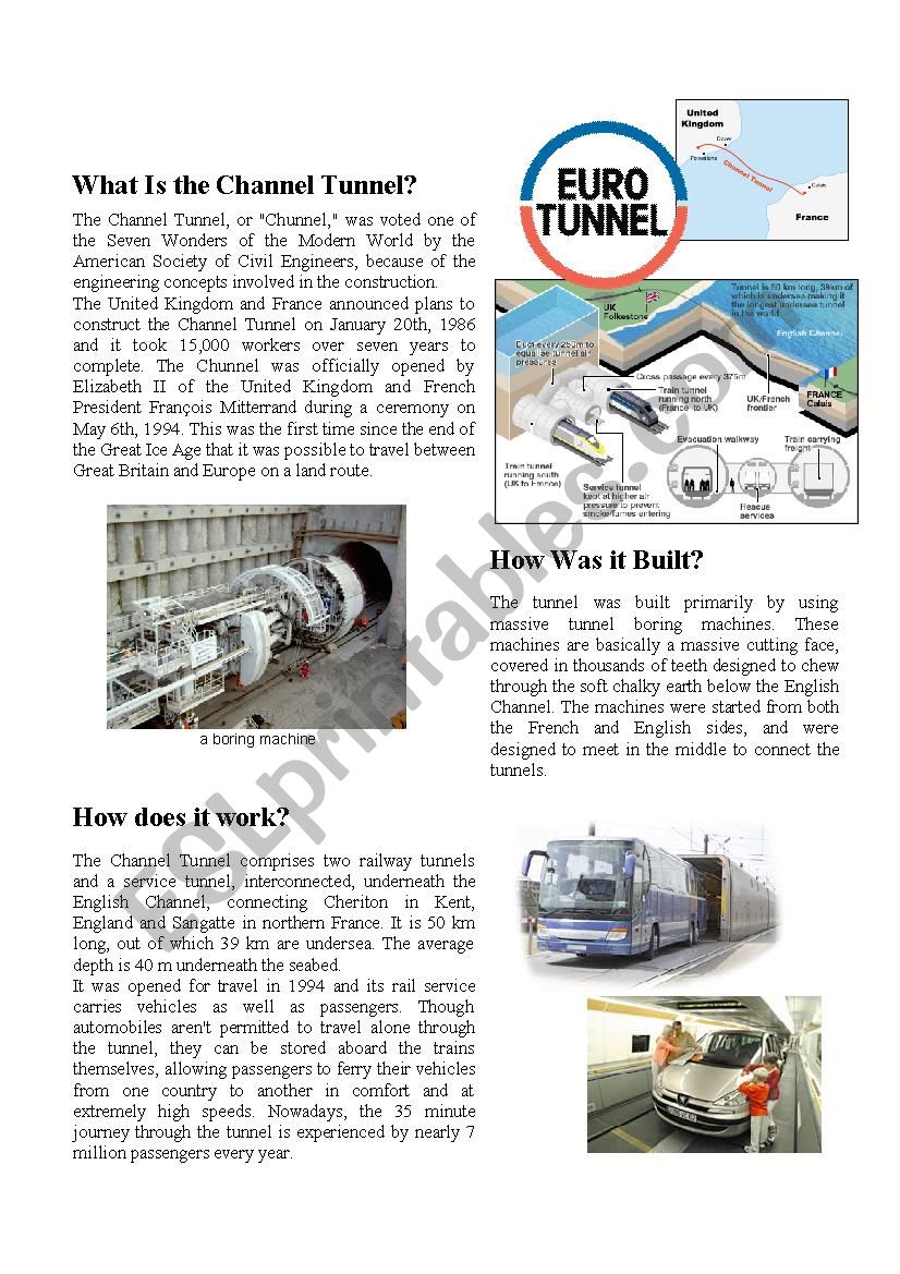 The Channel Tunnel worksheet