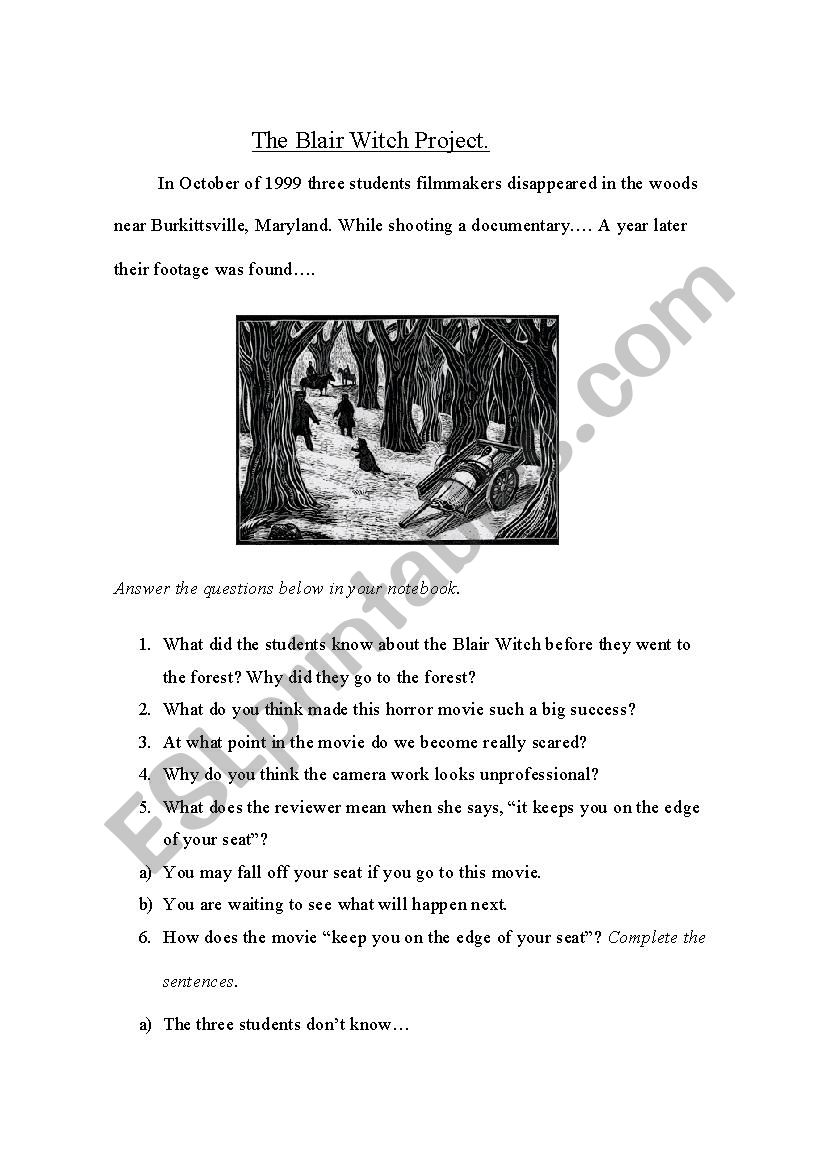 The Blair Witch Project Worksheet