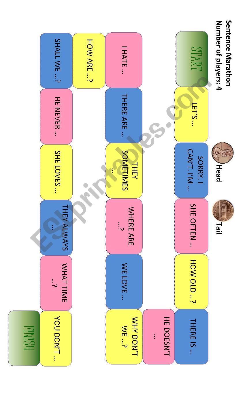 Board Game for vocabulary and creation of sentences and questions