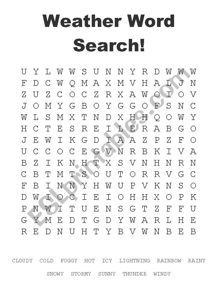 Weather Word Search and Fill in the Blank