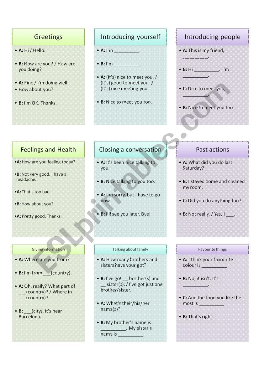 conversation practice worksheet