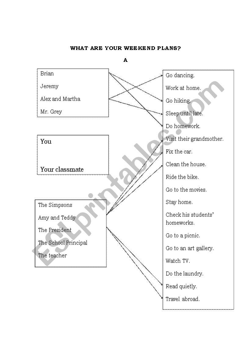 What are your weekend plans? worksheet