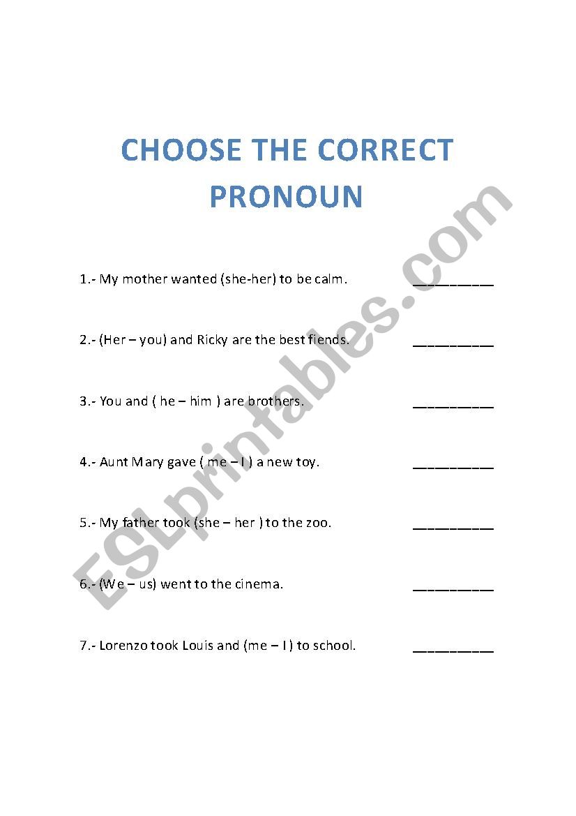 PRONOUNS worksheet