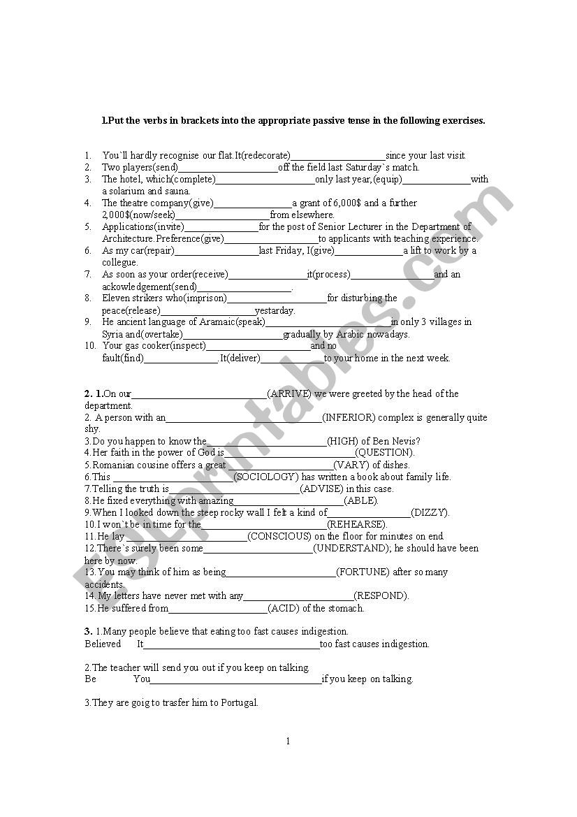 Grammar review  worksheet