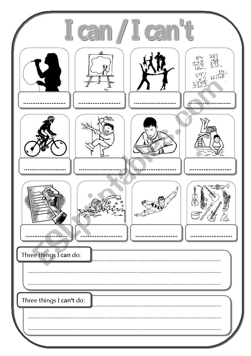I can/ I canÂ´t  worksheet