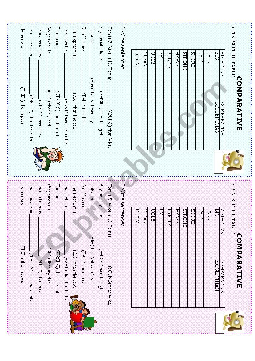 COMPARATIVE worksheet