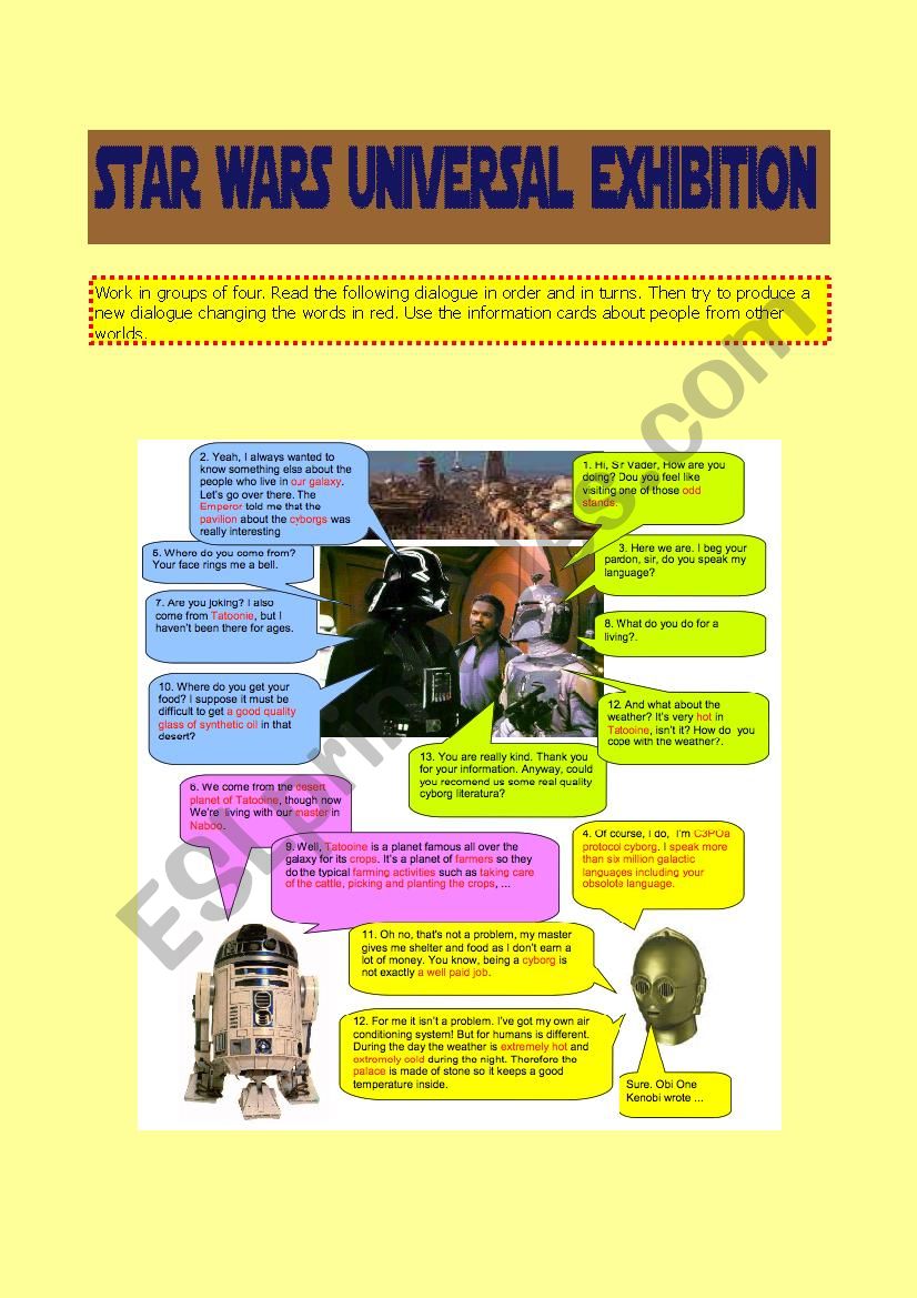 Star Wars Exhibition worksheet