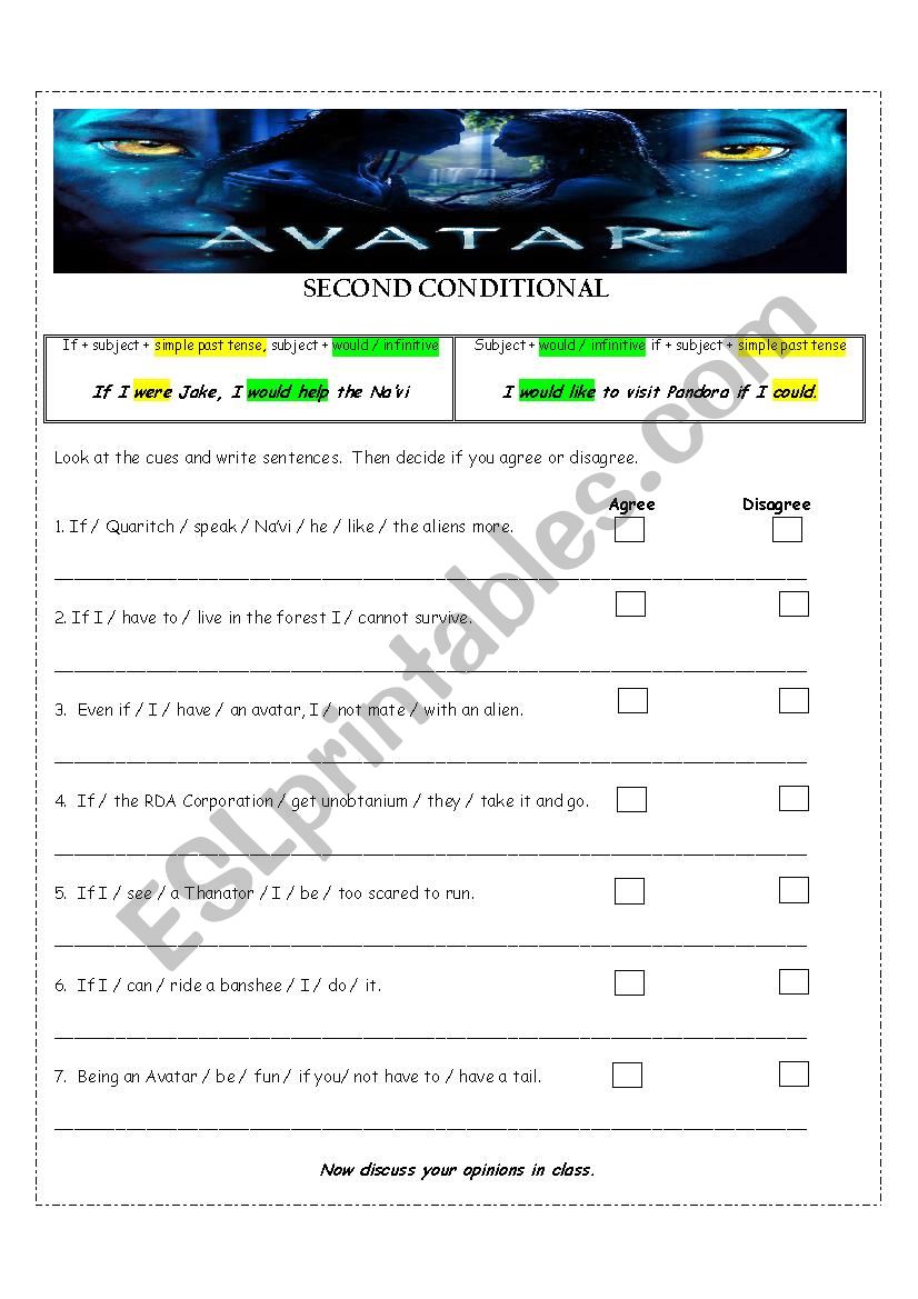 Avatar Second Conditional worksheet