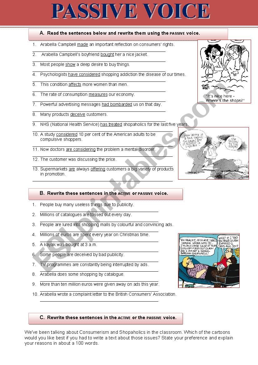 Passive voice and consumerism worksheet