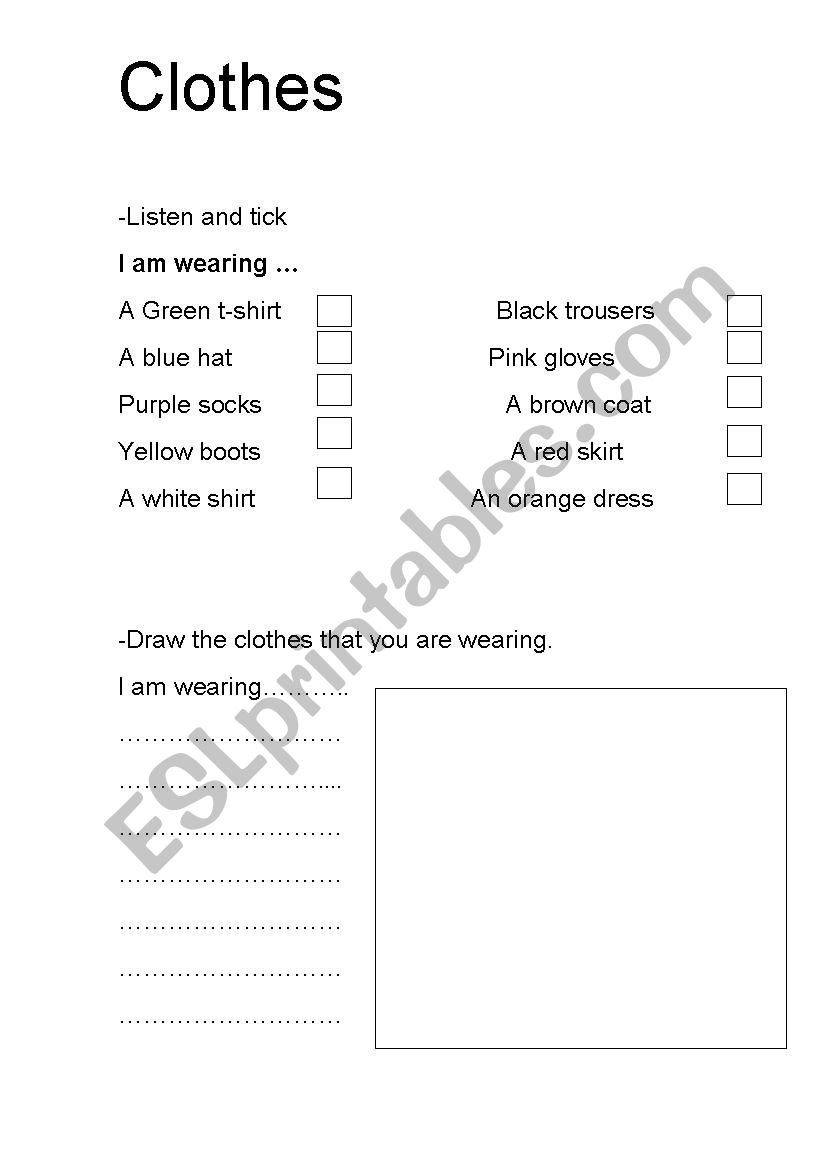 clothes worksheet