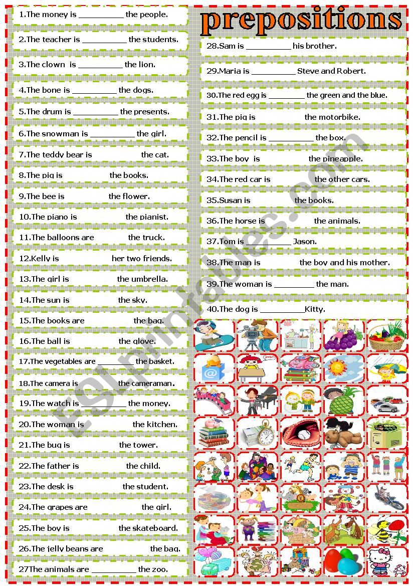 prepositions of place worksheet