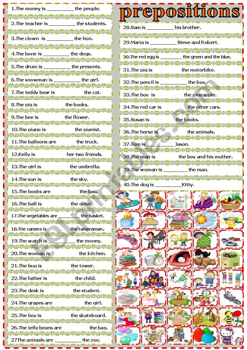 prepositions of place worksheet