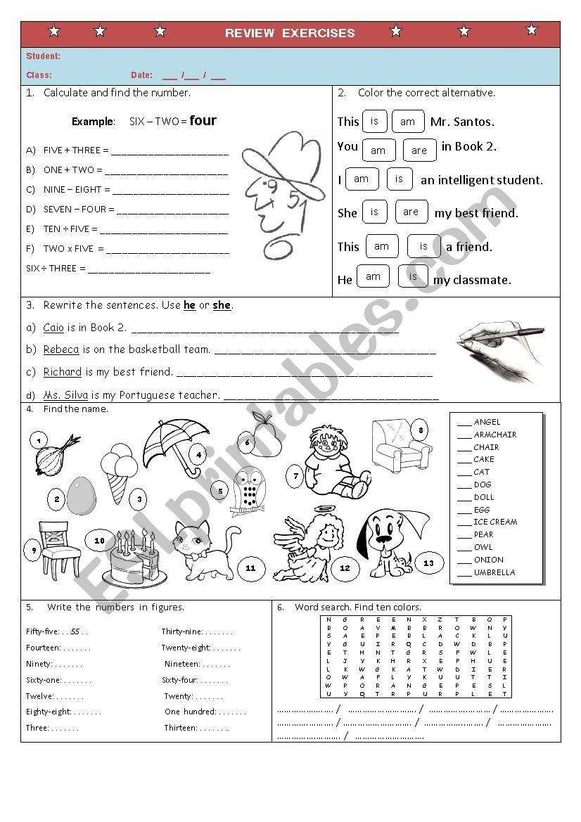 Review exercises worksheet