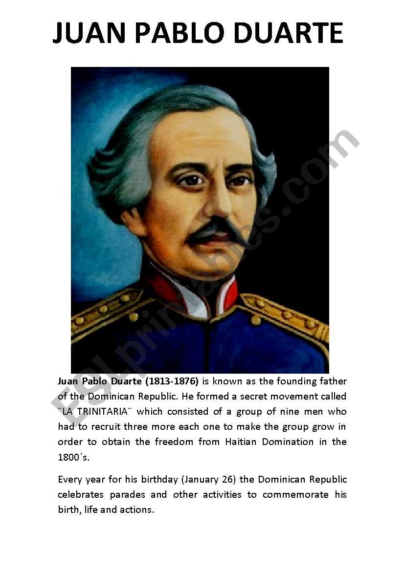 Juan Pablo Duarte worksheet