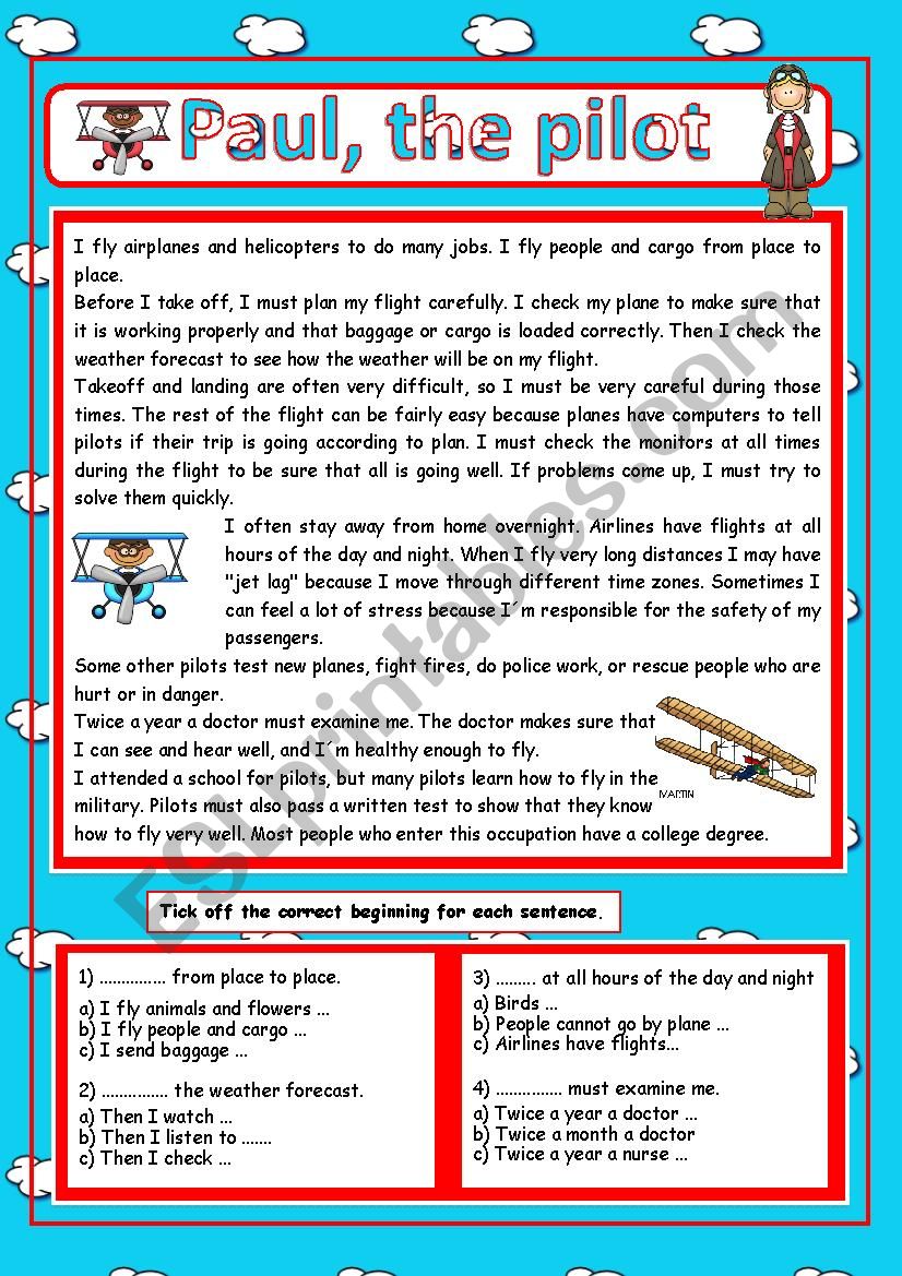 Paul, the pilot (+KEY) worksheet