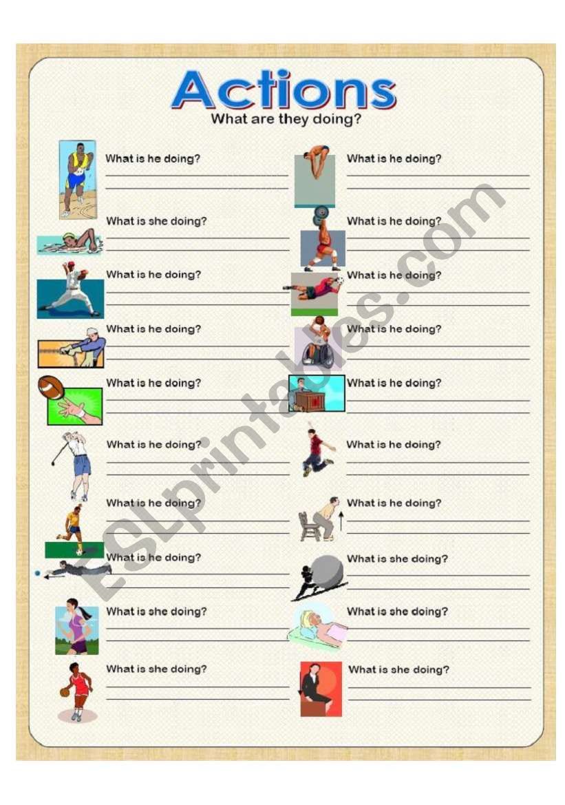 Actions Picture Dictionary - Present Continuous