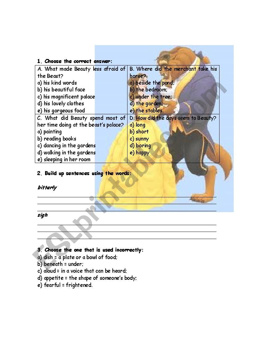 Beauty and the Beast worksheet