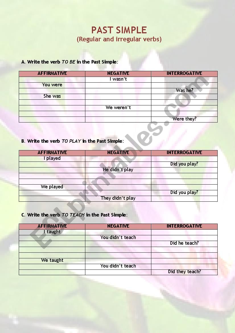 Past Simple - Regular and Irregular verbs