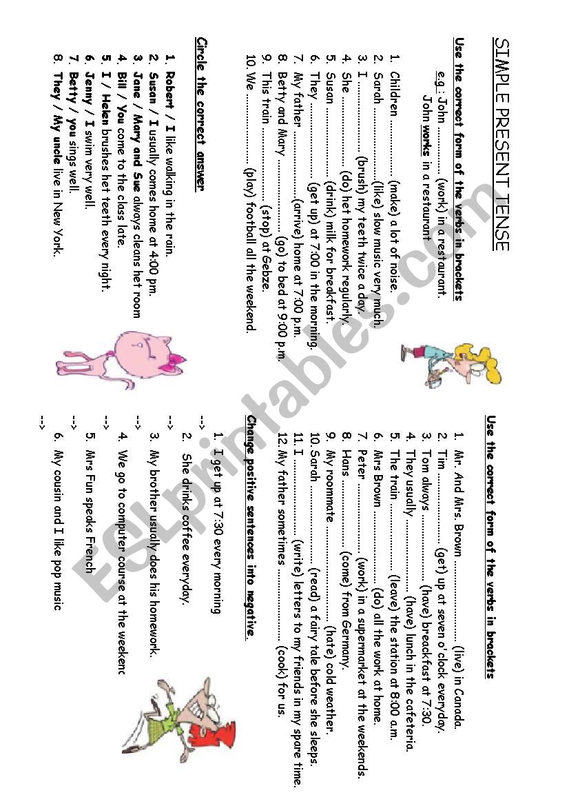 Present simple exercises worksheet