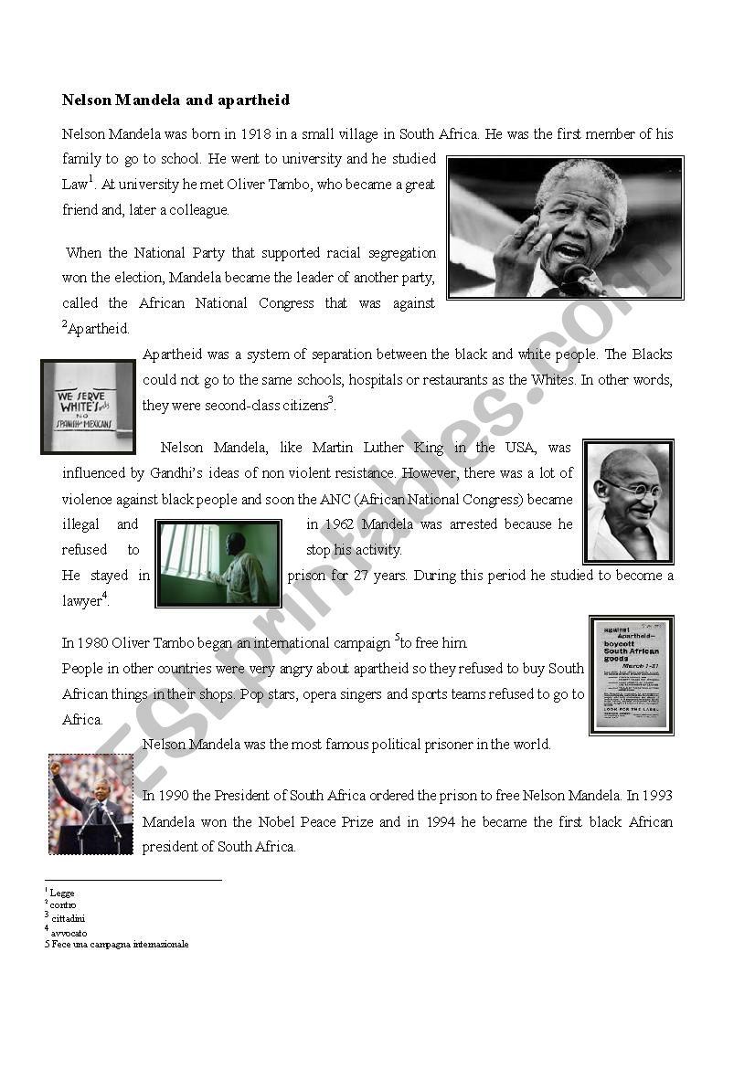 nelson mandela and apartheid worksheet