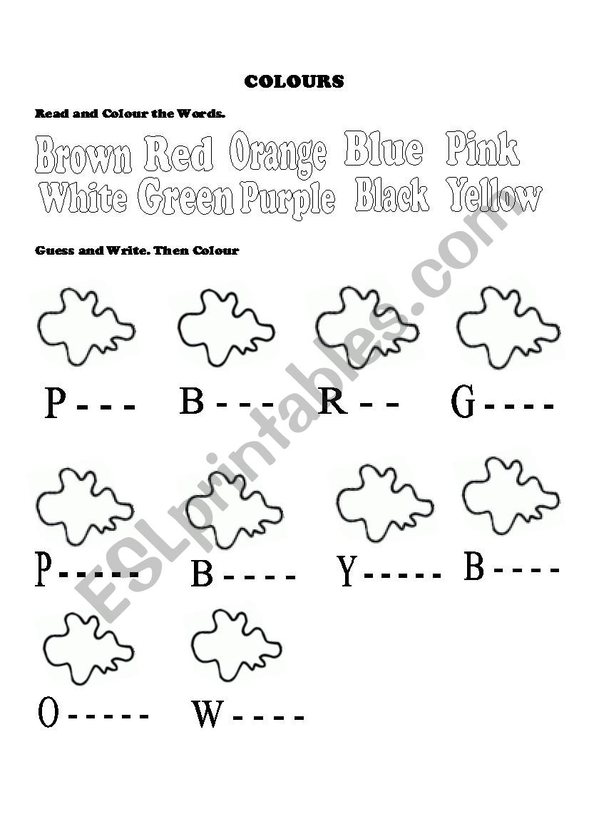 Colours worksheet