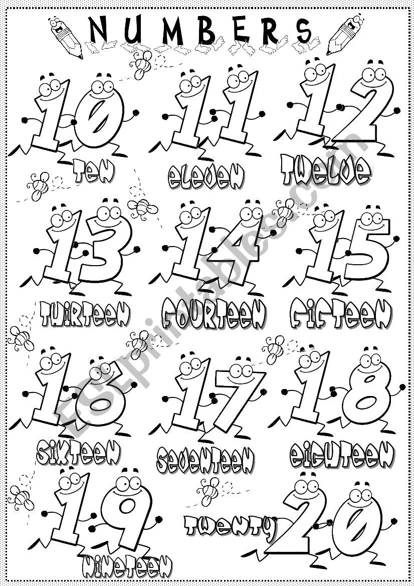 numbers from 10 to 20 worksheet