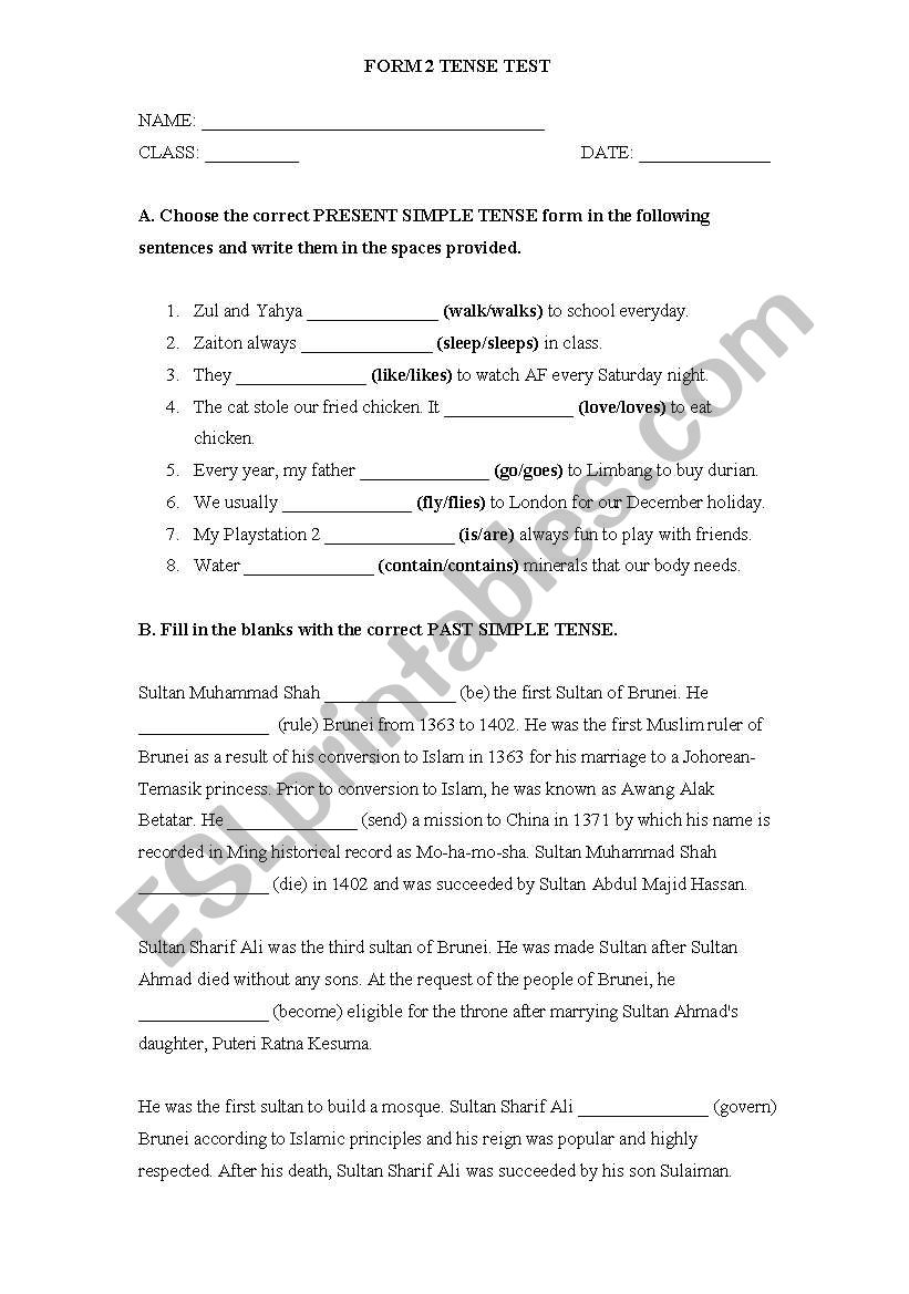 TENSE EXERCISES worksheet