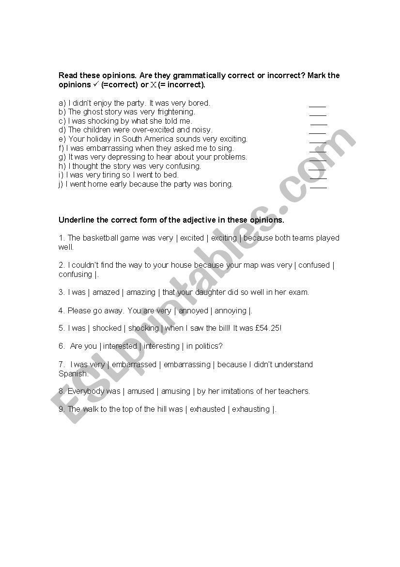 Exercise worksheet