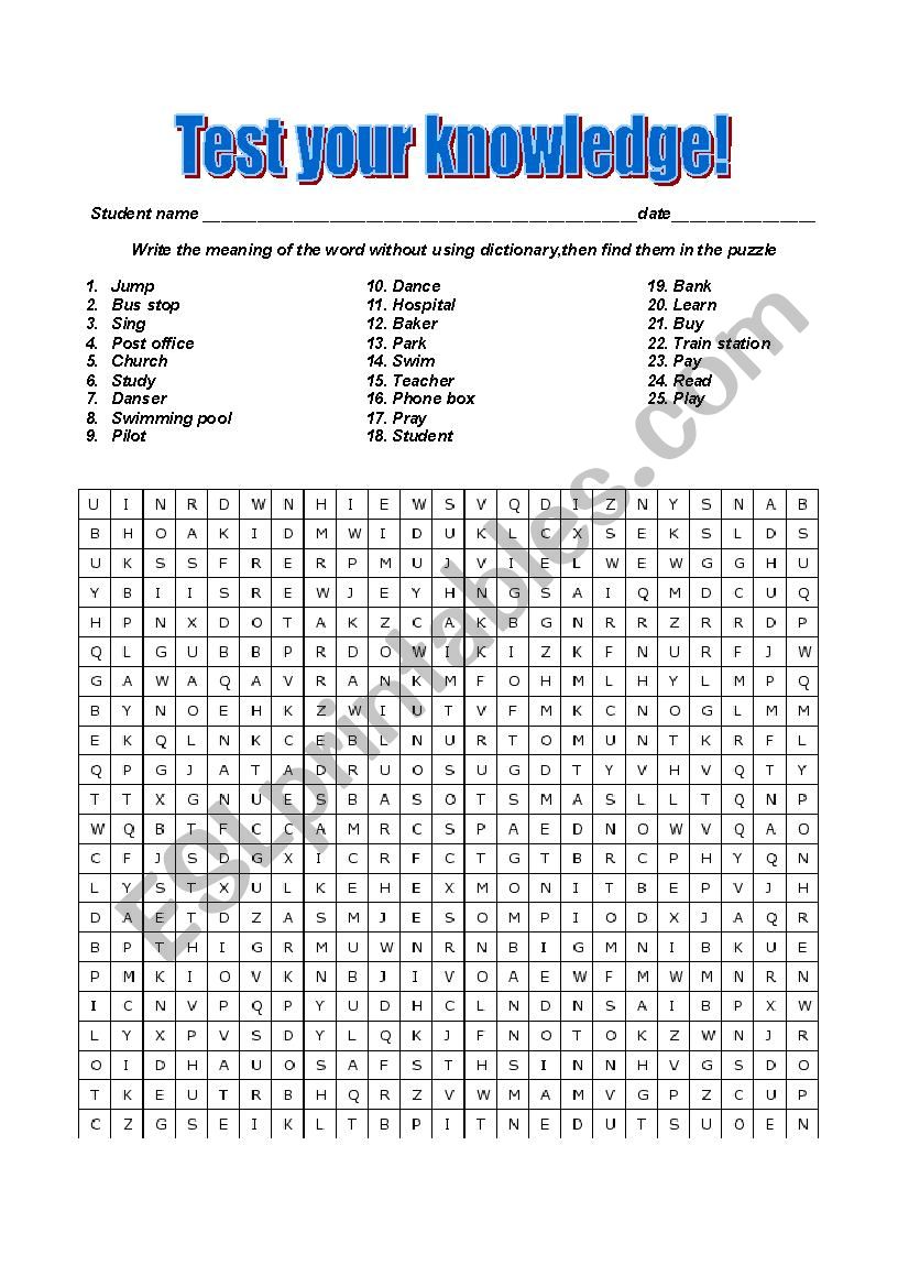 vocabulary  worksheet