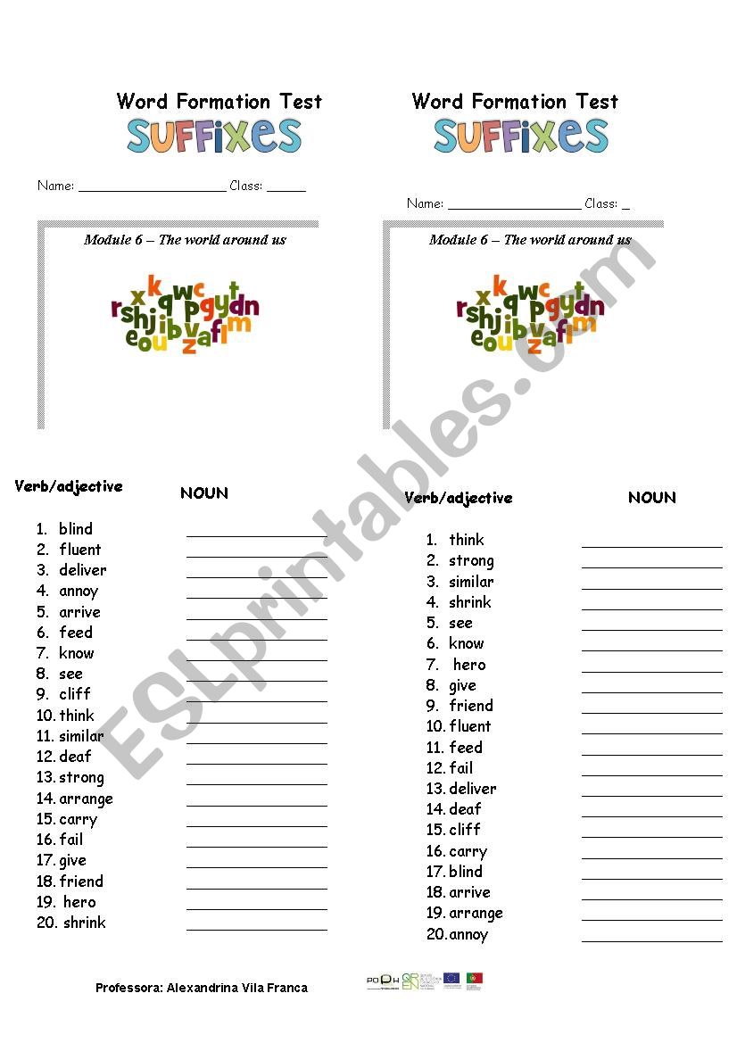  Word formation - Mini Test worksheet