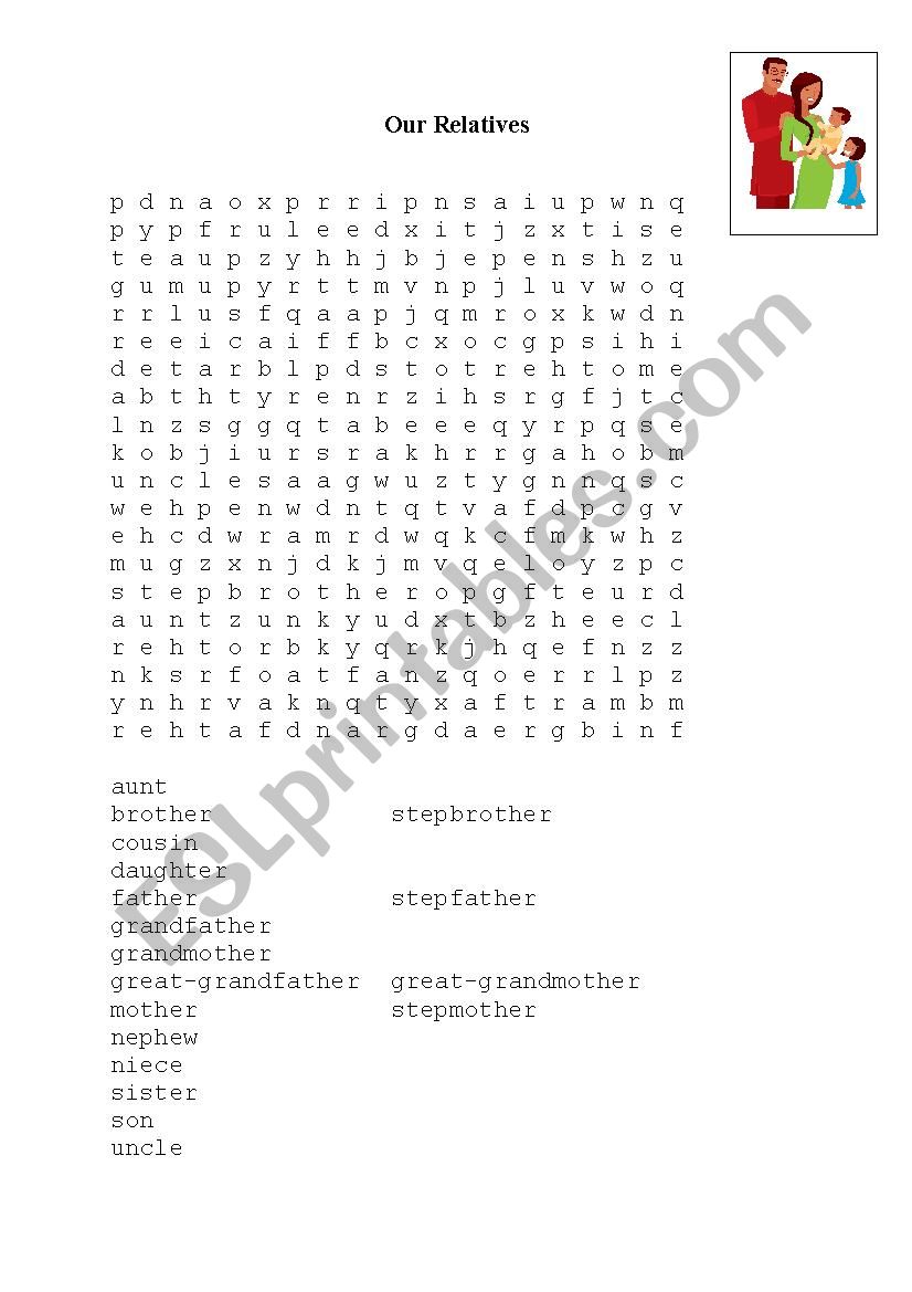 Relative Word Search and Family Tree