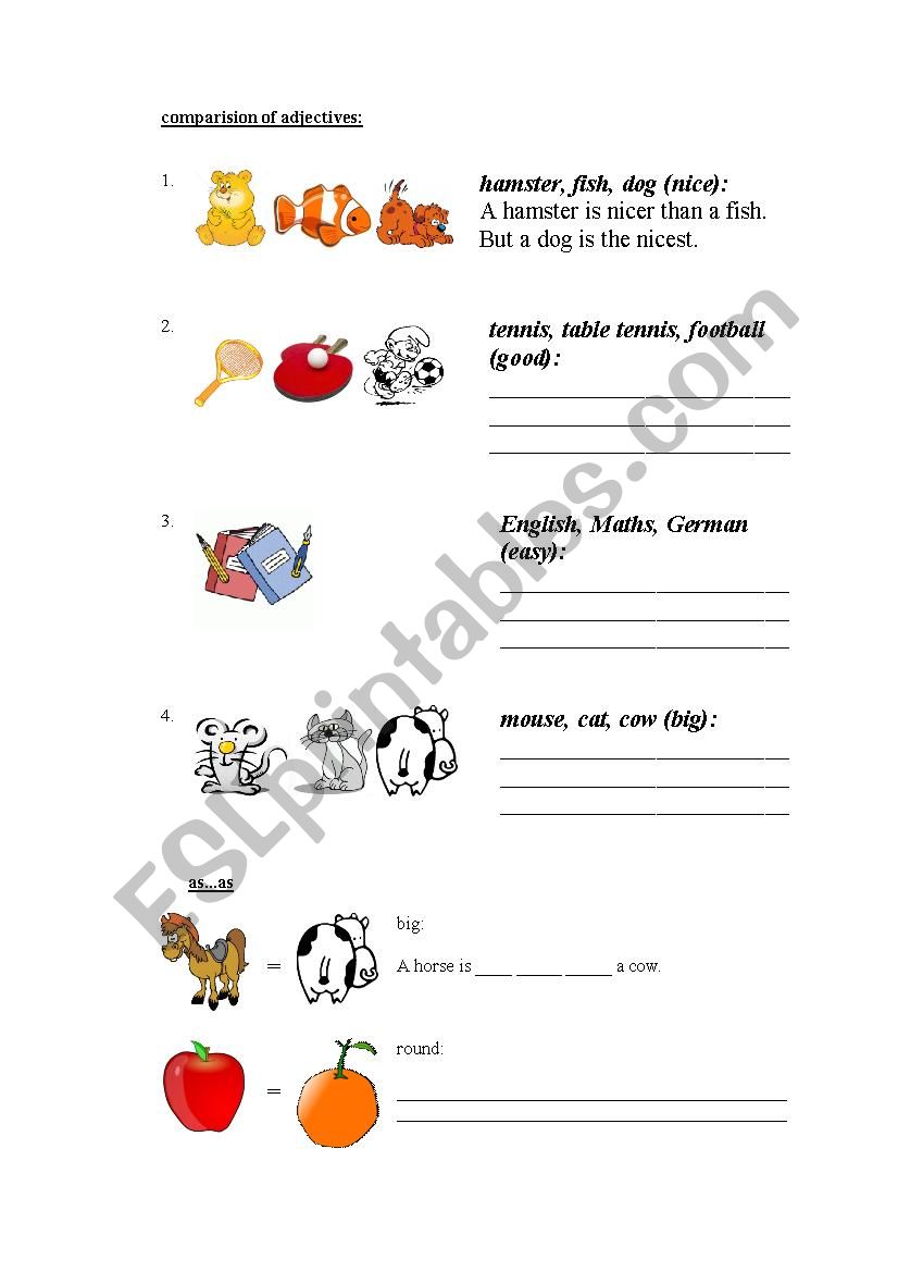 comparison of adjectives  worksheet