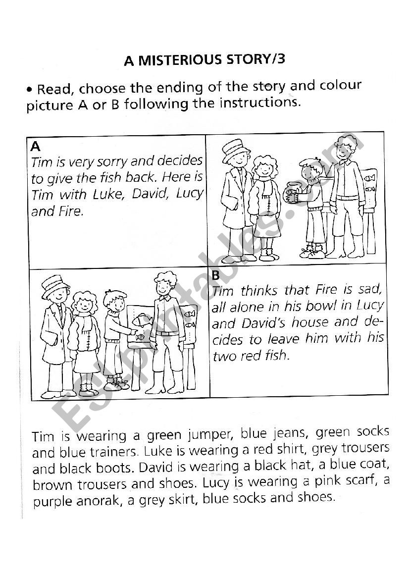 A misterious story - part 3 worksheet