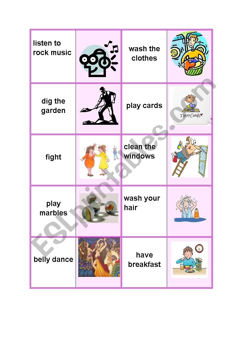 present progressive tense mime cards