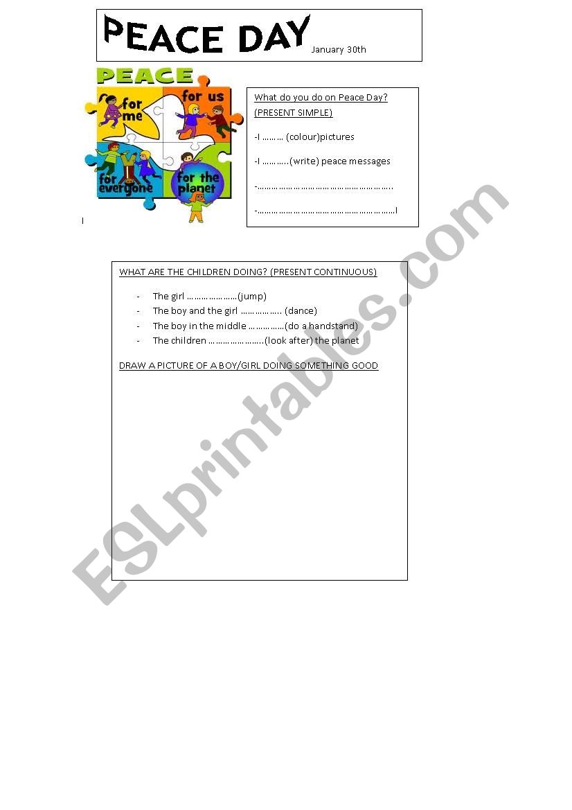 peace day worksheet