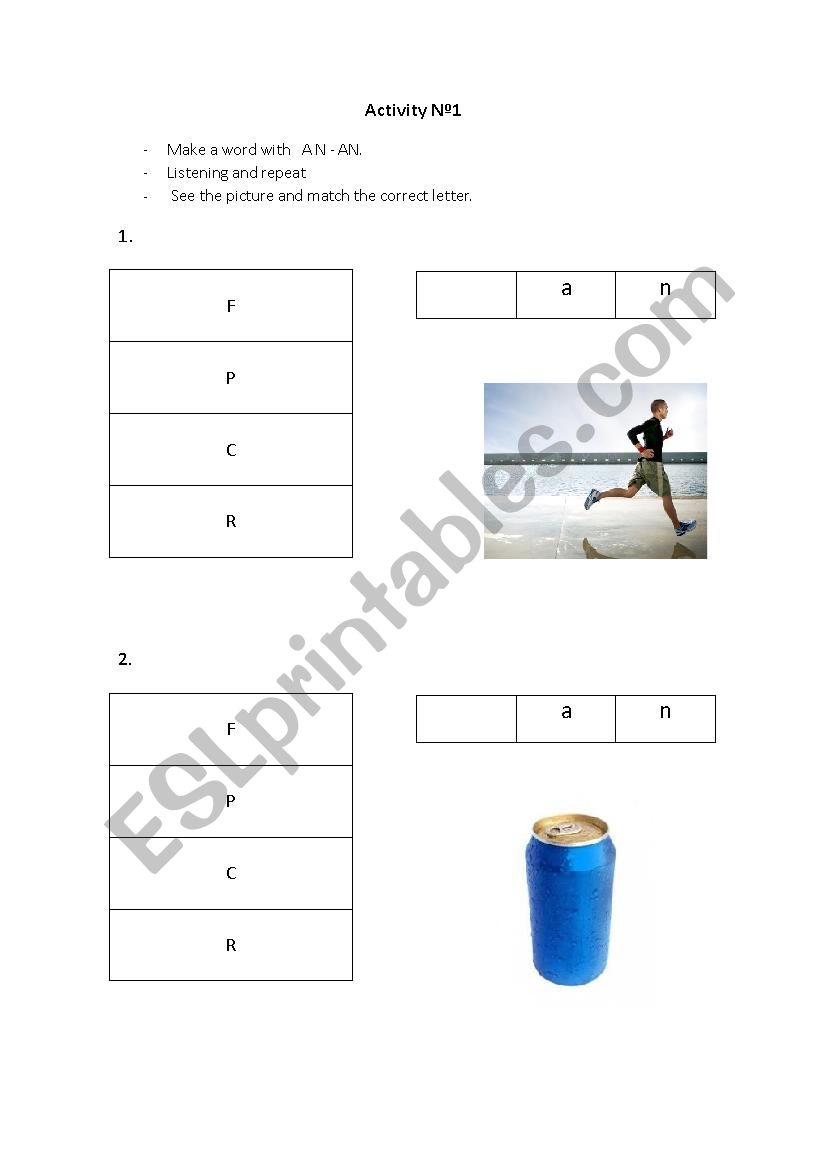 variety of activities worksheet