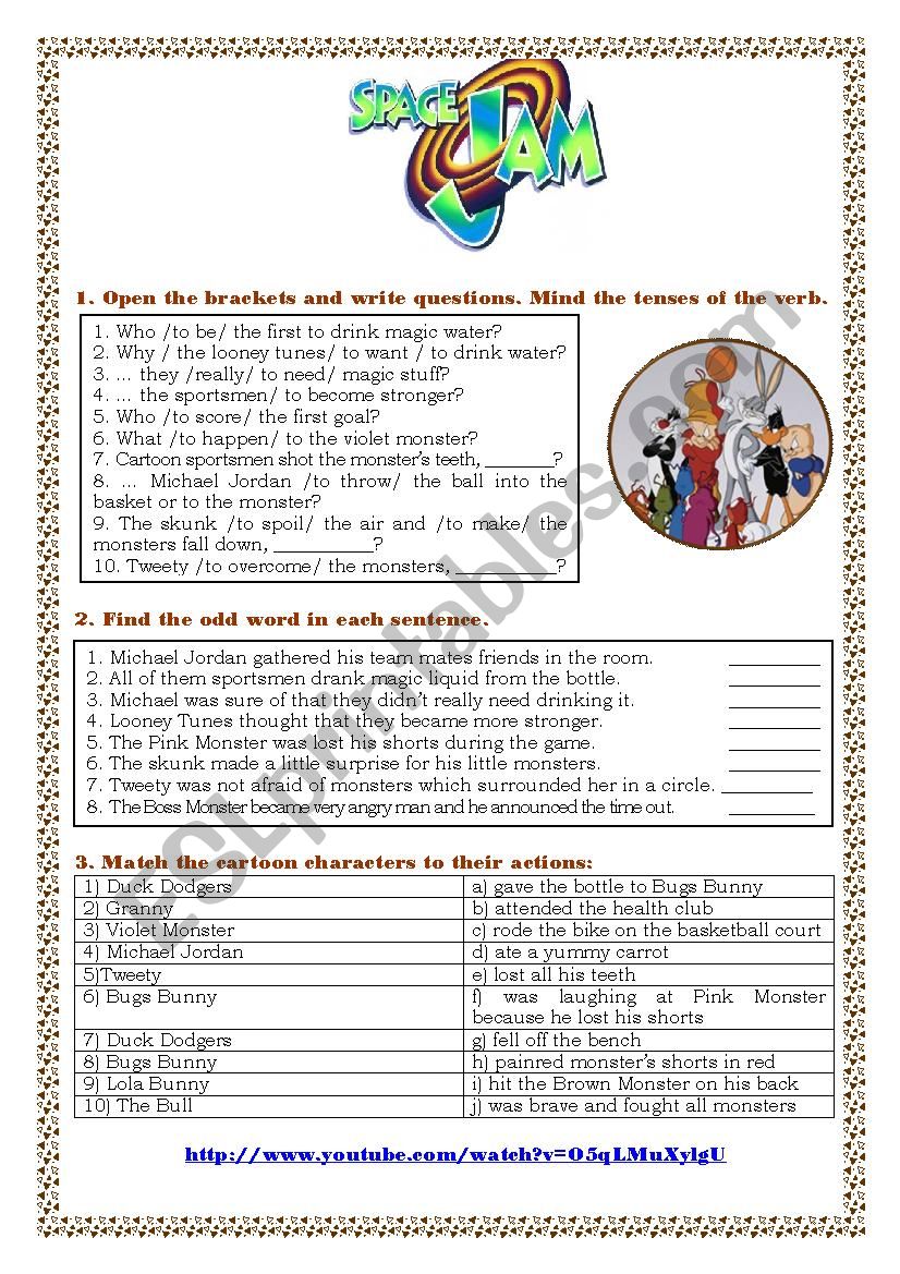 SPACE JAM worksheet