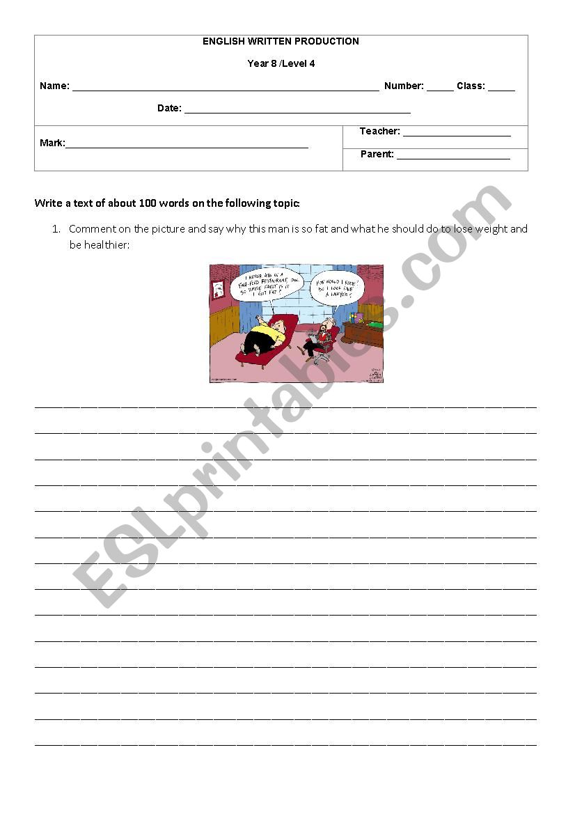 Written composition worksheet