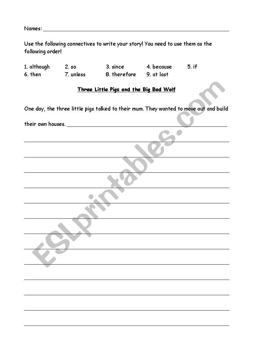 Connectives worksheet