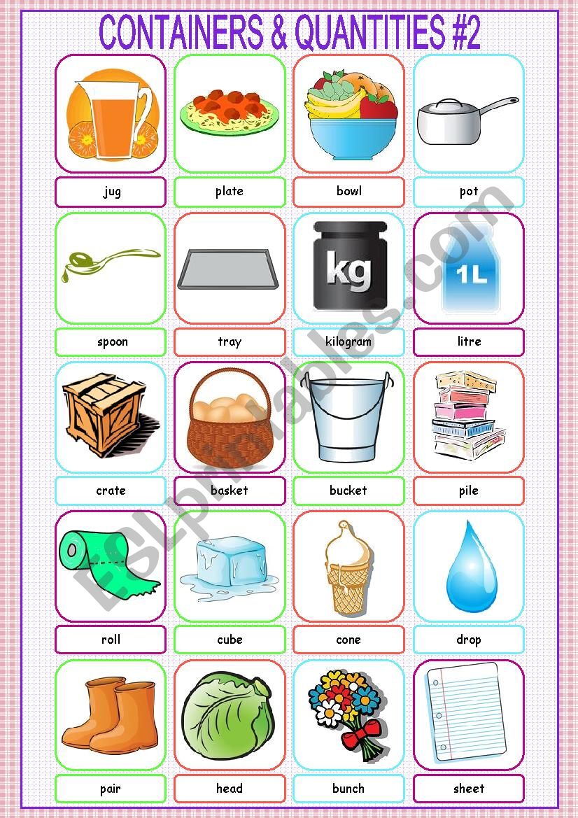 Containers and Quantities Picture Dictionary#2