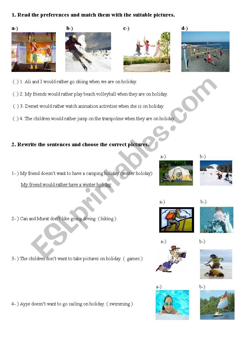 holiday activities_practice worksheet