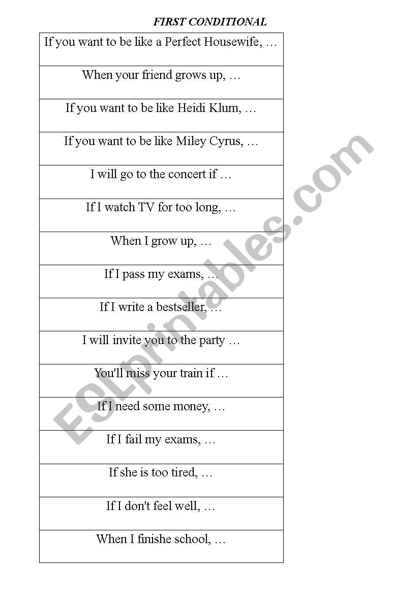 First Conditional speaking worksheet