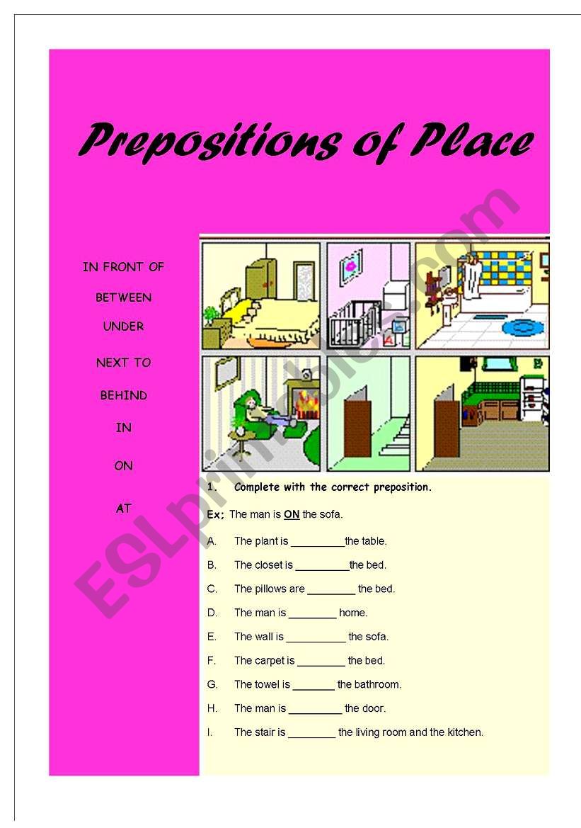 Prepositions of Place. worksheet