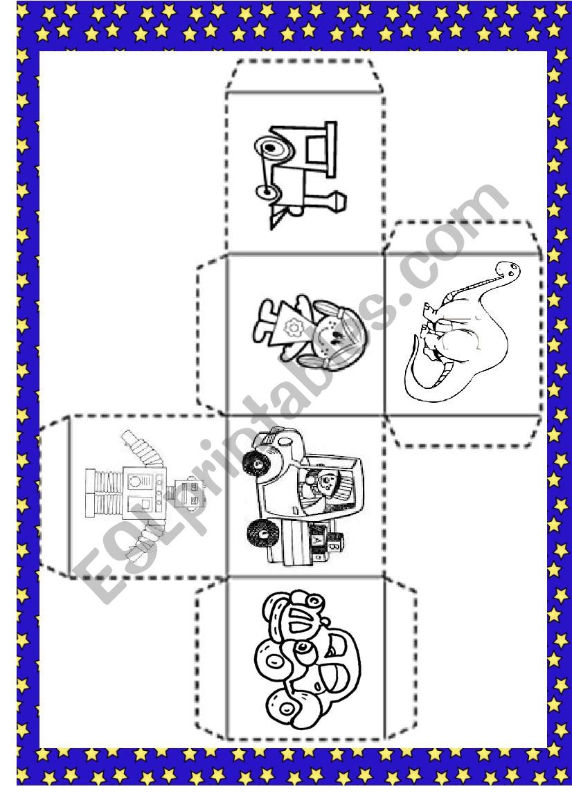 in my toy box - dice and writing worksheet