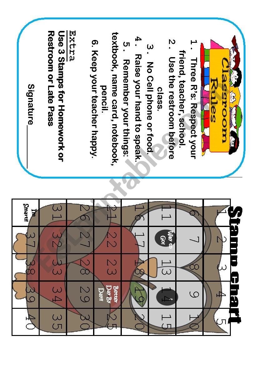 Stamp Board Class Rules worksheet