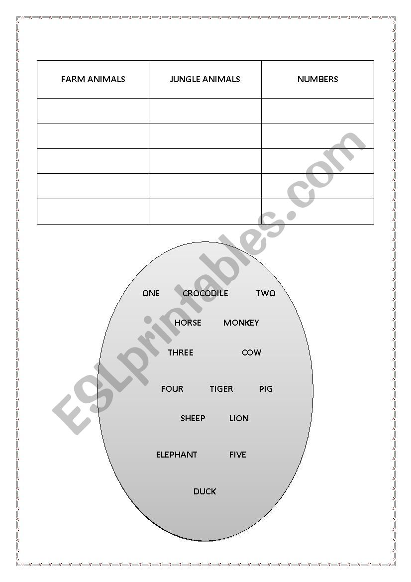 Sort the words 3 worksheet