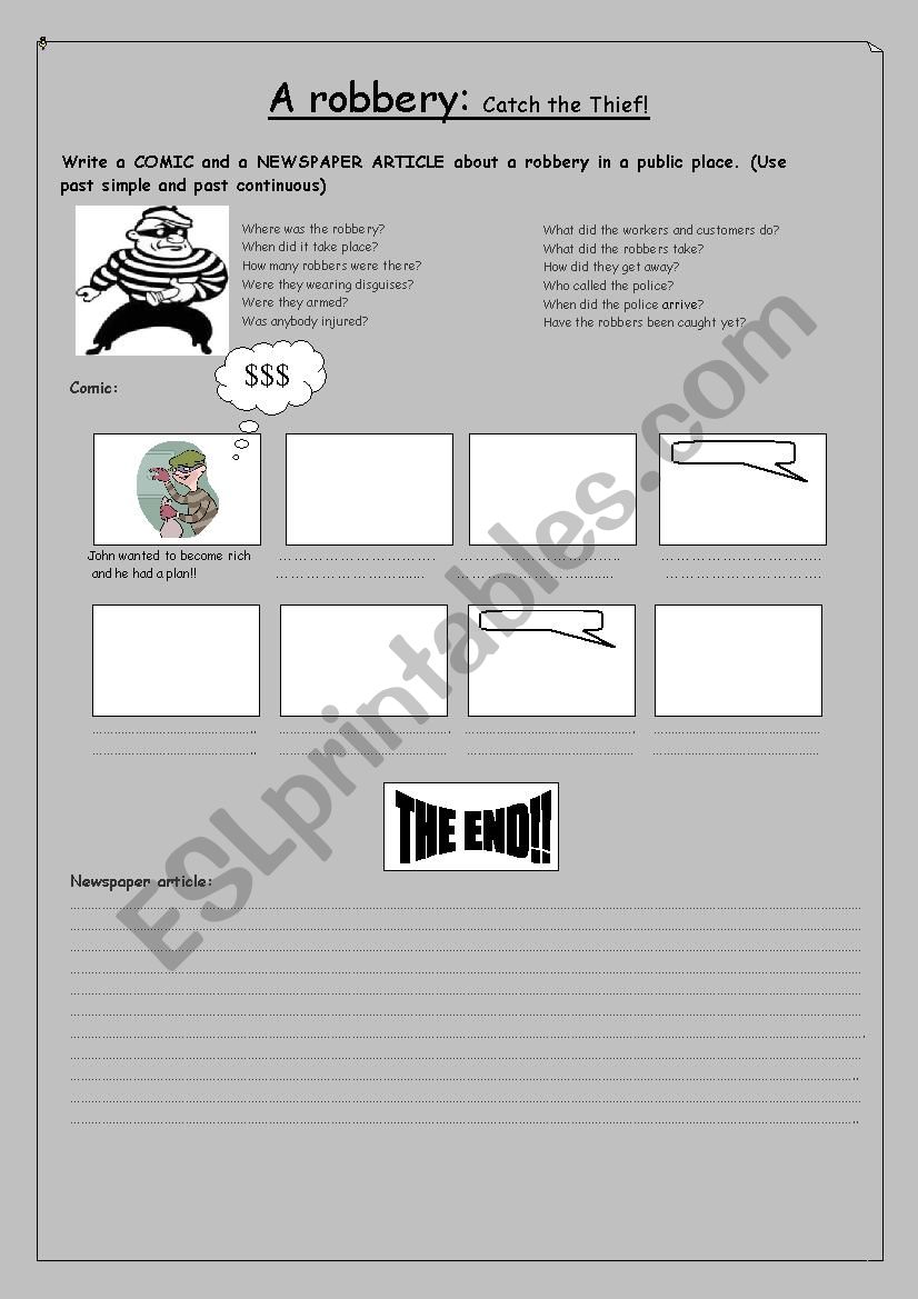 A ROBBERY! Catch the thief! worksheet