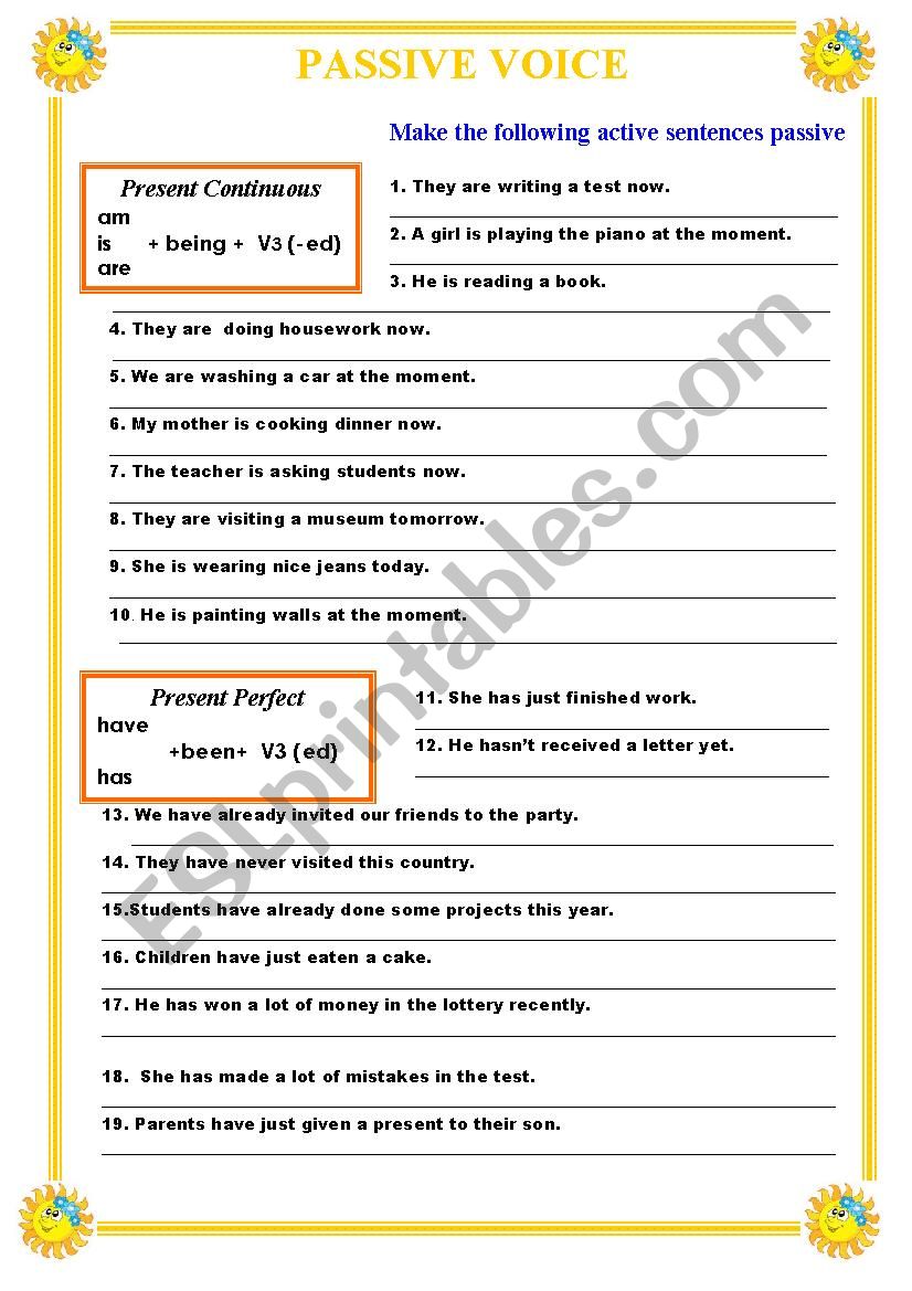 Passive Voice(Present Continuous and Present Perfect)