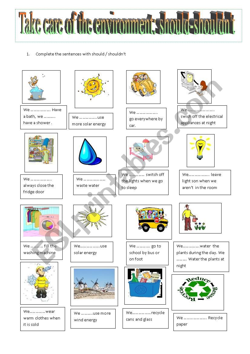 SHOULD-SHOULDNÂ´T sentences to be ecofriendly