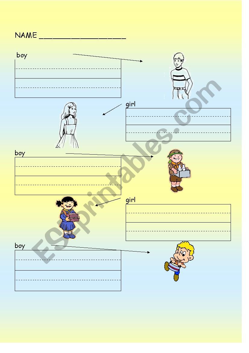 Boy, Girl, Happy, Sad worksheet